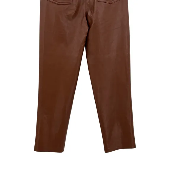 Aritzia Wilfred Melina Pants Vegan Faux Leather High Waist Brown Size‎ 4 - Image 11