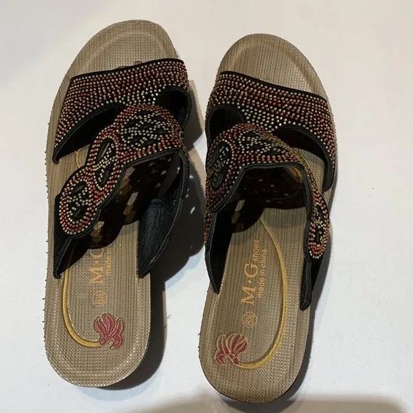 M G Slide Sandals with Rhinestones. Size 8 1/2. - Image 5
