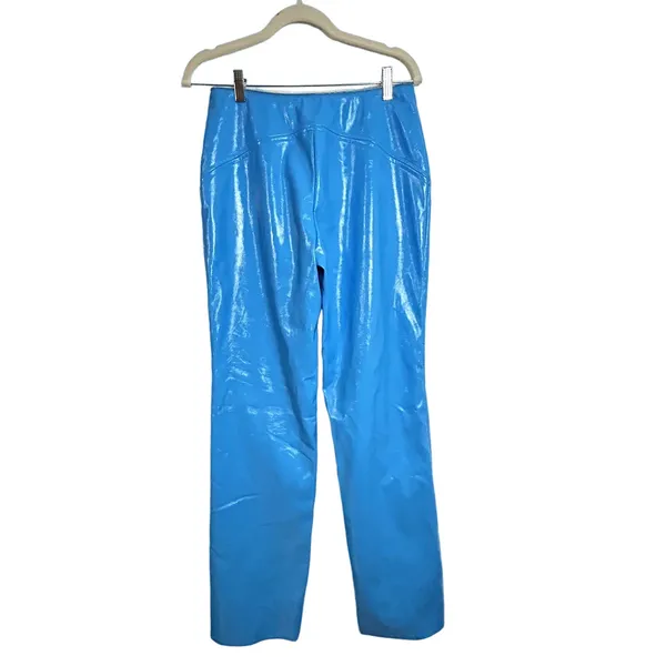 I. Am. Gia Isla Blue Zipper Pants Womens Size XS Rave Shiny Faux Leather - Image 6