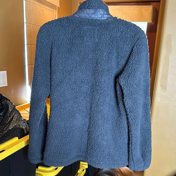 Abercrombie & Fitch Soft A&F Leather Trim Sherpa Fleece Jacket Size Small - Image 10