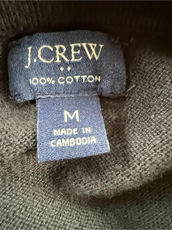 J. Crew Black Short Sleeve Button Down Polo Cinched Waist Sweater Medium - Image 3