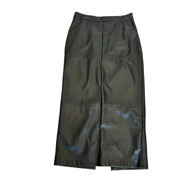 Rosetta Getty Black Faux Leather Maxi Skirt Size 8 Western Pencil Designer $300 - Image 7