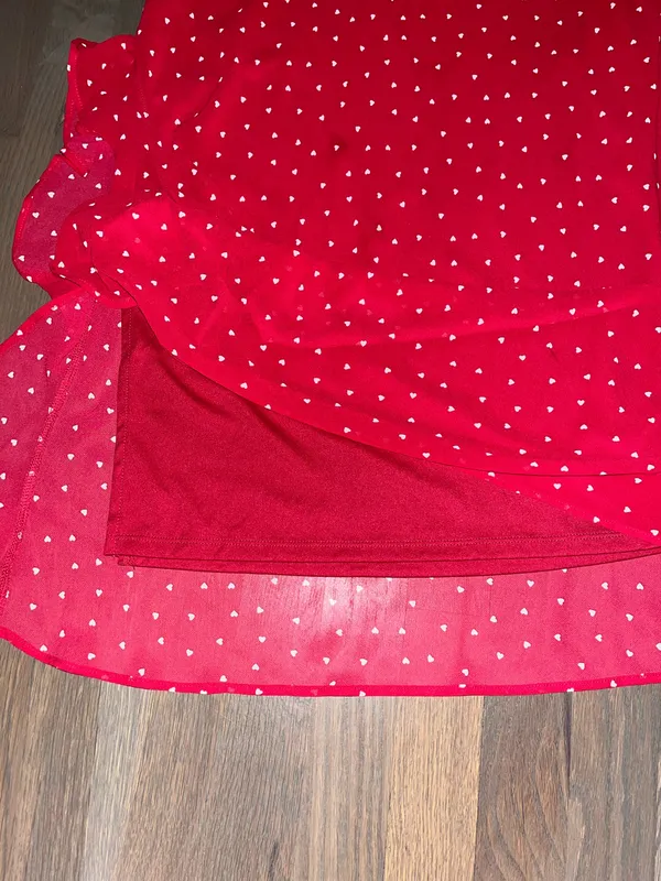 A New Day NWT Wild Fable Red Heart Print Ruffle Midi Skirt XS Coquette Romantic - Image 5