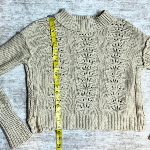 Free People Women’s Small Sweater Bell Song Pullover Knit Sandcastle Grandmacore - Image 4