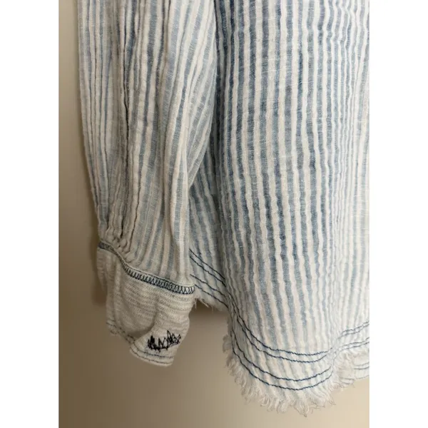 Free People We The Free Indigo Skies Blue Stripe Shirt Women's Size Small - Image 9