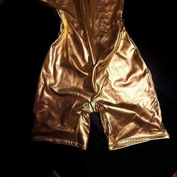 SKIMS Metallic Gold Cycle Suit Bodysuit Unitard Rare NWT Size S - Image 4