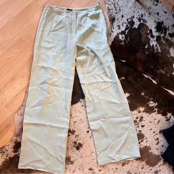 EILEEN FISHER Green Flowy Wide‎ Leg Trouser Pants Size Small - Image 3