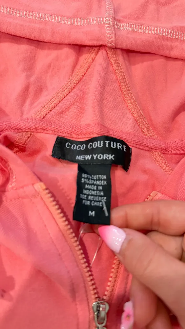 coco couture coral zip hoodie - Image 2