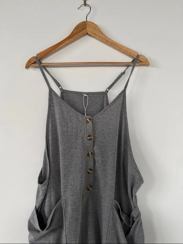 Women’s Charcoal Gray Relaxed Jumpsuit with Button Front NWOT - Image 2
