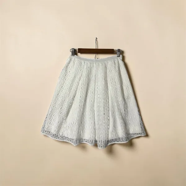 Maeve/ Anthropology Women's Lace A-Line Skirt White Geometric‎ Mini Skirt Size 2 - Image 5
