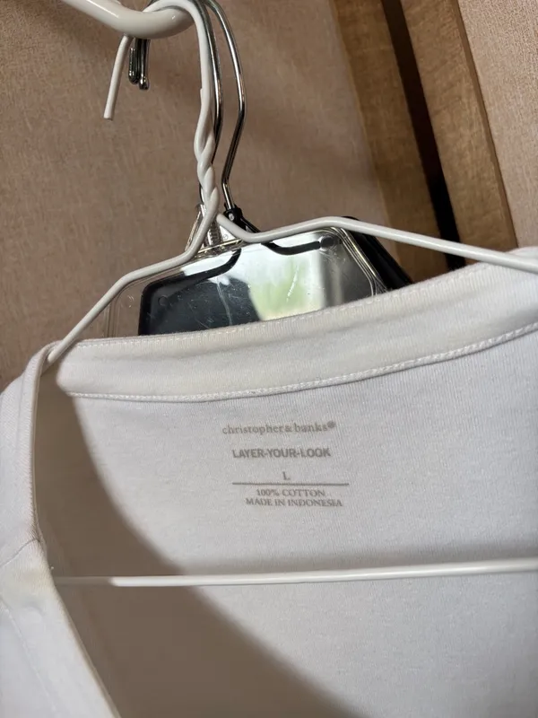 Christopher and Banks White Long-Sleeve Boatneck Top Large - Image 4