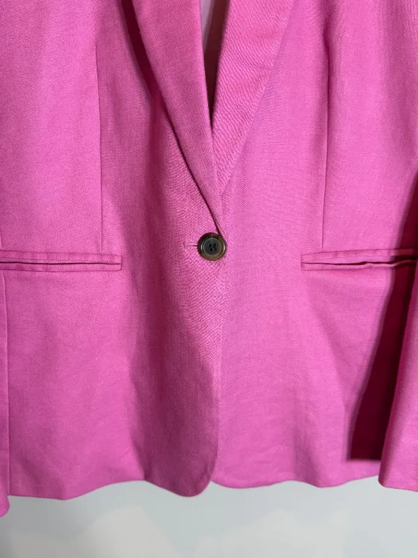 J. Crew Parke Blazer in Stretch Linen Women's 8 Vivid Fuchsia Career Preppy Chic - Image 7