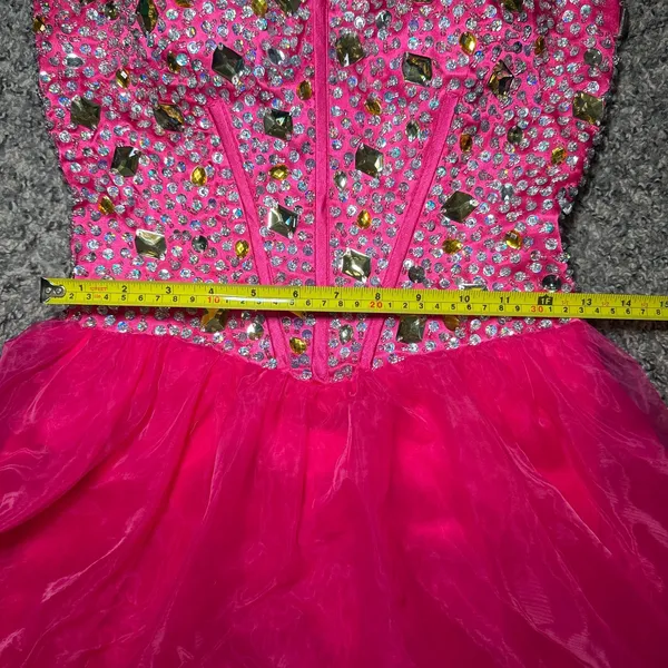 Dress Women Size 4 Strapless Evening Gown Pink Multicolor Rhinestone Gala - Image 7