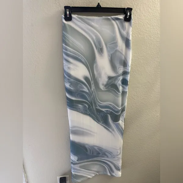 BABYBOO Blair Maxi Skirt Size S Grey Haze Print Spring Summer Coachella Festival - Image 2