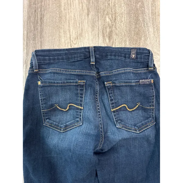 7 For All Mankind Karah Bootcut Jeans Dark Wash Short Inseam Size 29 - Image 4