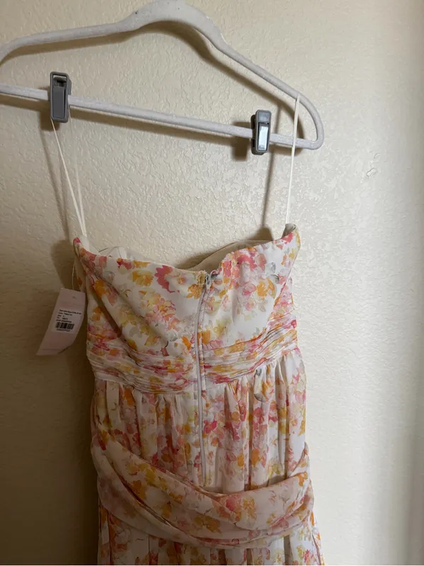 Birdy Grey Grace Convertible Dress with slit in Chiffon Pressed Floral sz S NEW - Image 9