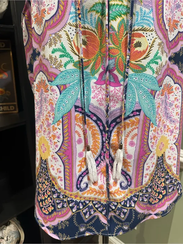 Rose + Olive Boho Paisley Sleeveless Blouse – Size Large - Image 5