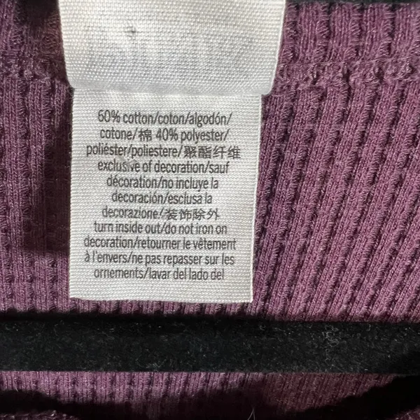 Victoria's Secret Purple Sleepwear Thermal Waffle Shirt Henley‎ Women’s Size L - Image 6