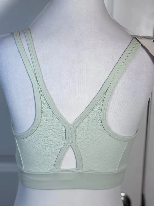 Yvette Anywhere Sports Bra S NWT Mint Green Padded Mesh Back Yoga Pilates Soft - Image 4