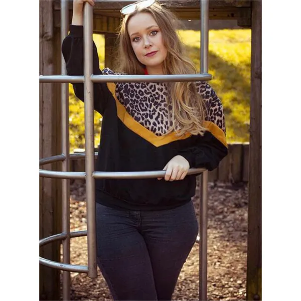 SheIn Color Block Leopard Panel Drop Shoulder Sweater 2XL - Image 2