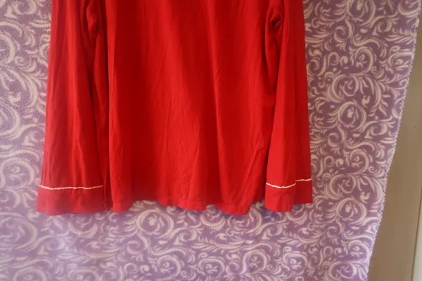 Victoria's Secret modal blend bow pj pajamas button down top with pocket Christmas long sleeve in red size large. - Image 10