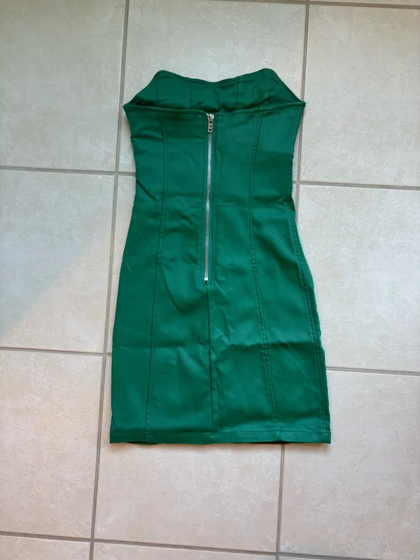 Edikted Green Leather Faux Dress - Image 4
