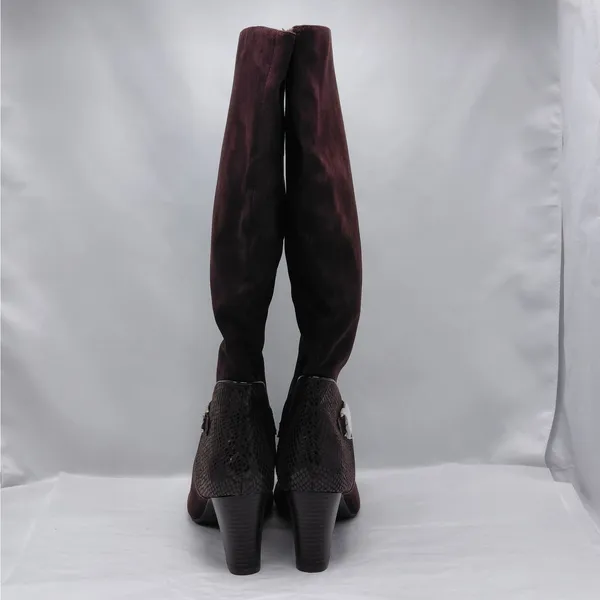 Karen Scott Sharonn Brown Knee High Boots 7.5M Faux Suede Chunky Block Heel - Image 4