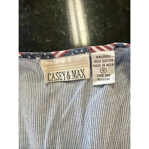 Vintage Casey And Max Patriotic Vest Teacher Embroidered Heart Flags Daisies M - Image 2