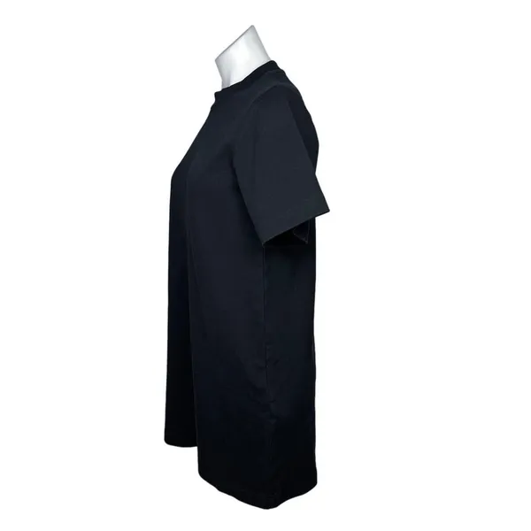 COS Black 100% Cotton Short Sleeve Plain Mock Neck Mini T Shirt Dress Size XS - Image 5