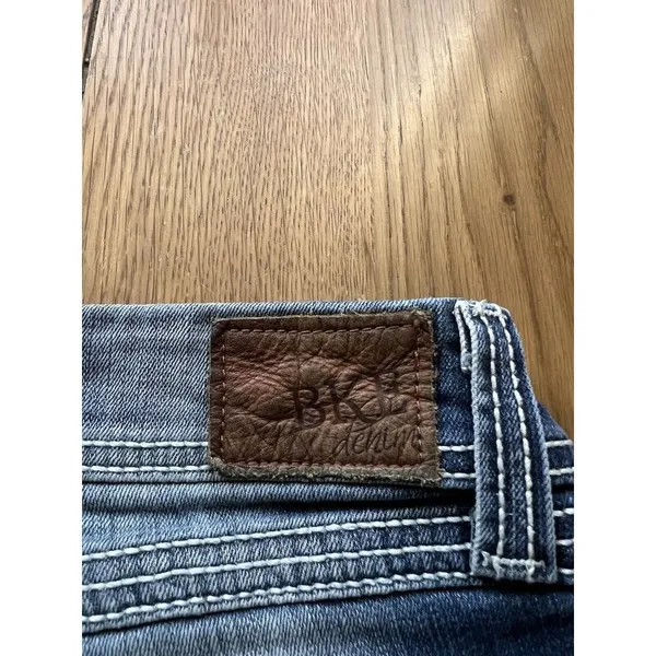 BKE STELLA Denim Blue Jeans Women's Size 27 24" CROP 3" Single Cuff Preppy Party - Image 6