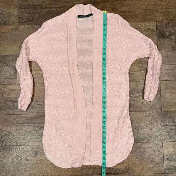 Lauren Ralph Lauren Pink Cable Knit Open Front Cardigan - Image 10