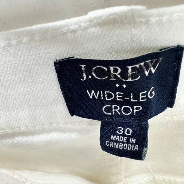 J.Crew Wide Leg Cropped Jean All Day Stretch White Stretch Denim US 30 NWT - Image 9