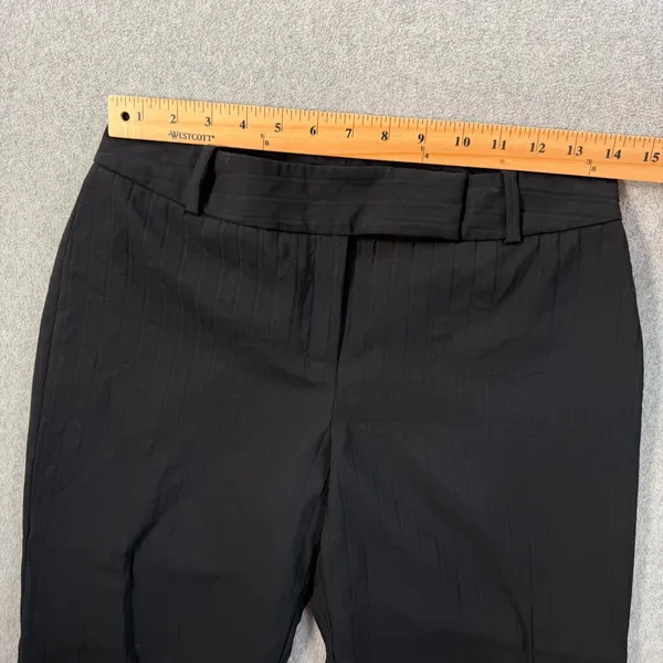 Ann Taylor Petites 4P Black Pinstripe Wide Leg Cuffed Dress Pants Virgin Wool - Image 5