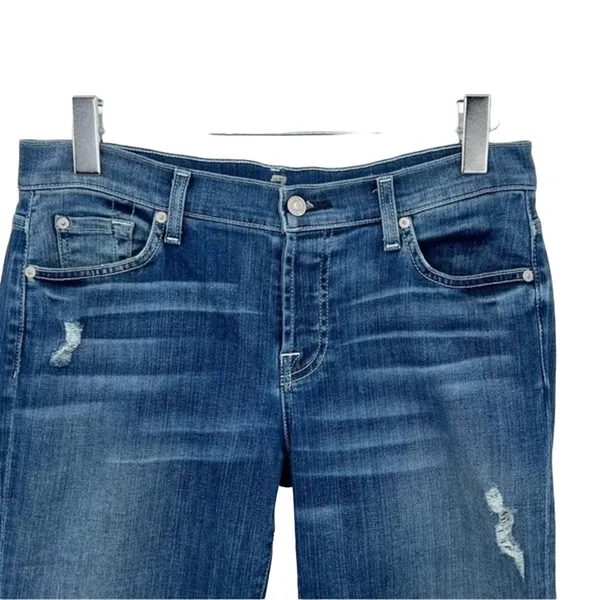 7 For All Mankind Josefina skinny boyfriend blue medium wash denim jeans 28 - Image 2