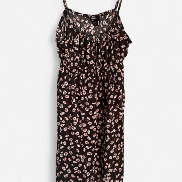Billabong Black Floral Midi Dress Orange White Daisy - Image 2