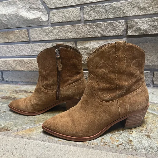 Dolce Vita Solow Suede Pointed Toe Cowboy Western Boots Suede Brown Tan 7.5 - Image 9
