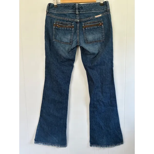 Y2K Abercrombie & Fitch Vintage Low Rise Flare Zipper Pocket Jeans Blue Size 4 - Image 2