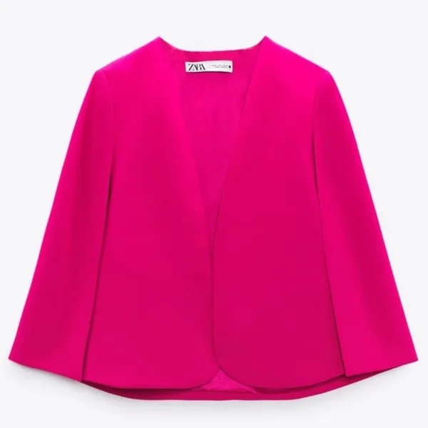 ZARA CAPE BLAZER JACKET W/ SLITS BLOGGERS pink NEW - Image 8