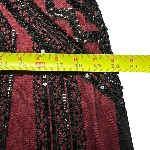 Womens Whimsigoth Dark Fairy Sequin Mesh Dress Size L Black Red Y2K 20s HOCO - Image 13