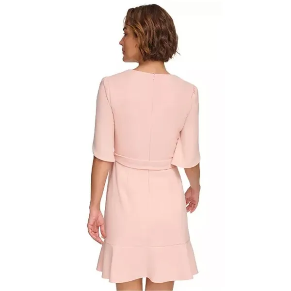 DKNY Pink Tulip Sleeve Faux Wrap Ruffle Hem Dress Size‎ 6 NEW - Image 3