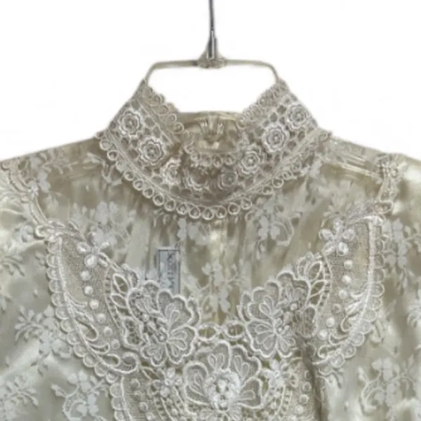 Vintagew Scott McClintock blouse Size 10 Lace High Neck Victorian Boho Bridgeton - Image 2