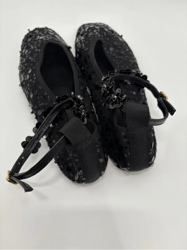 J.Crew Quinn embellished removable ankle-strap ballet flats in sequin and mesh - Image 4