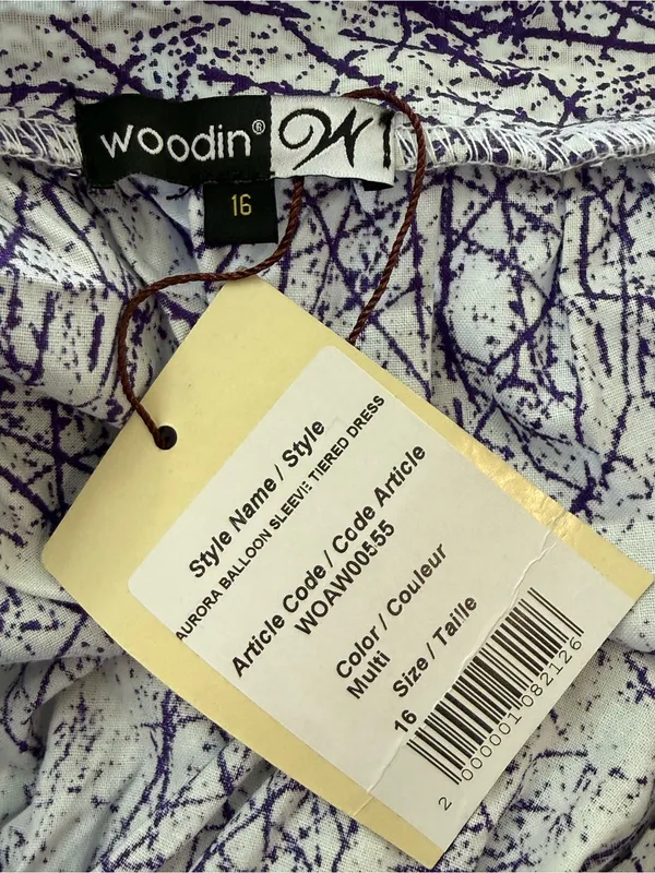 NWT Woodin African Tiered Button Front Dress Size 16 Puff Sleeve - Image 5