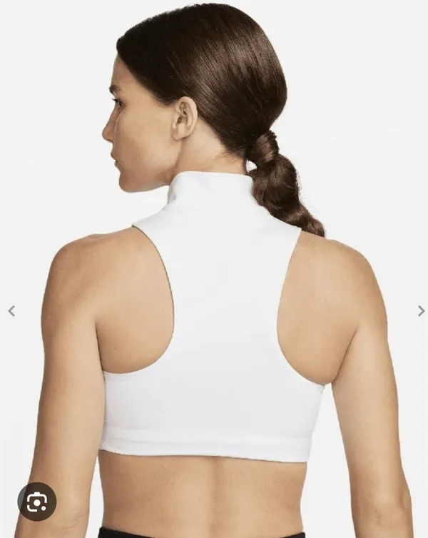 Nike Air Swoosh 1/2 Zip White Sports Bra, Size 2XL - Image 4