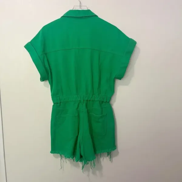 HERRINGSTONES Lida Kate Lucky‎ Me Green Denim Romper Size Medium NWOT - Image 3