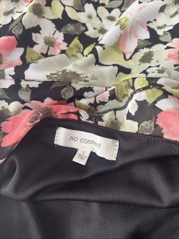 No Comment Floral Asymmetrical Hem Ruffle Mesh Midi w Midi Slip Dress Size L - Image 7