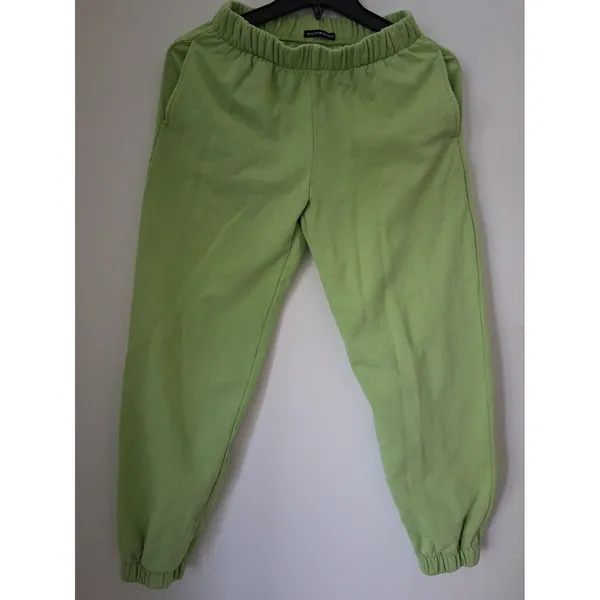 Brandy Melville Lime Green Rosa Sweatpants Joggers Fleece One Size - Image 2