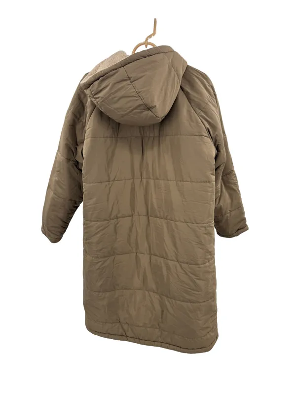 PRETTYGARDEN Women's Lightweight faux Sherpa lined knee length Puffer Coat Tan S outdoor - Image 2