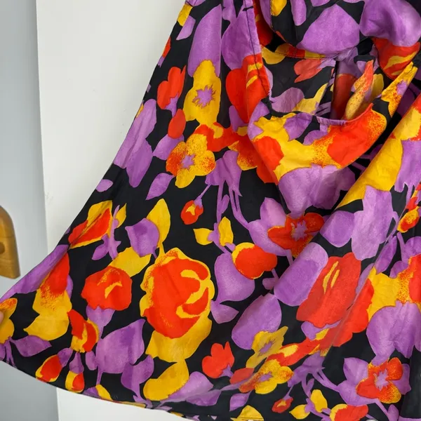 Y2K Abstract Floral Halter Top Sz Medium 100% Silk - Image 11