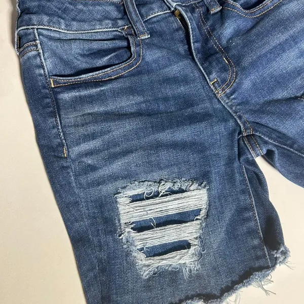 American Eagle Mid‎ Rise Distressed denim shorts with ripped details size 4 - Image 2